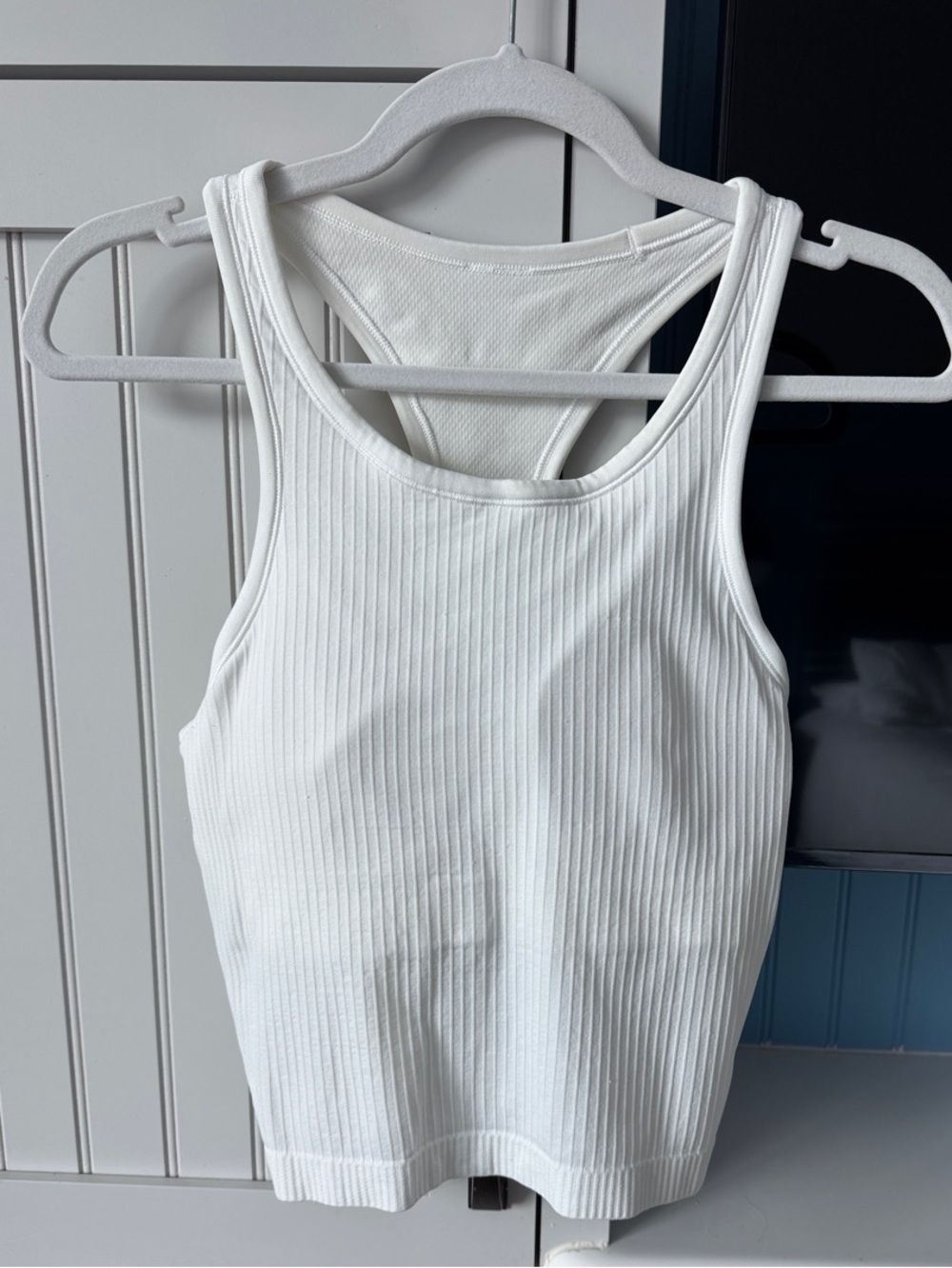 Women’s Ebb to Street Lululemon Cropped Ribbed Racerback Tank Top - White
